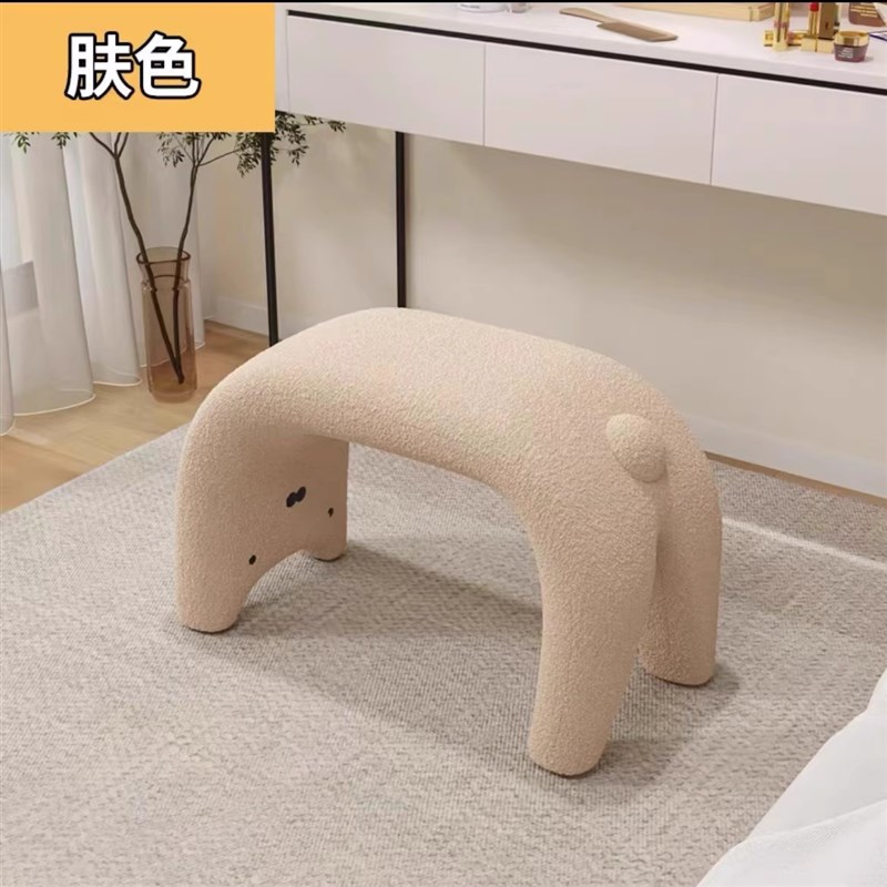 小凳子家用门口换鞋凳客厅沙发矮凳网红创意羊羔绒动物坐墩穿鞋凳