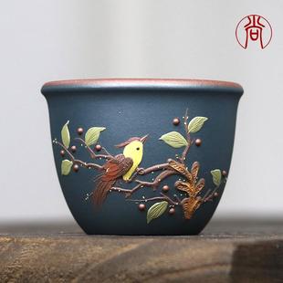 茶杯女士单杯陶瓷杯 纯手工紫砂杯主人杯大号大容量个人杯高档男士