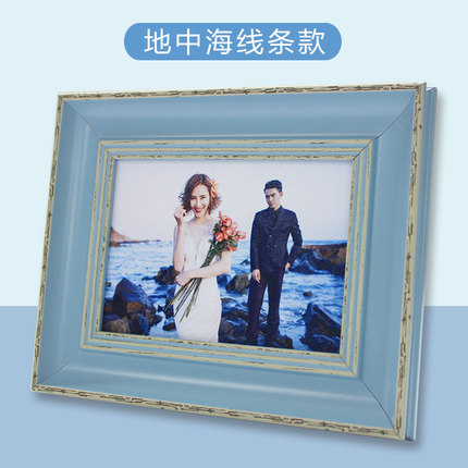 美式复古实木相框婚纱照摆台结婚照片制作创意儿童相架6寸7寸10寸