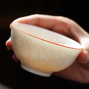 茶杯主人杯个人汝窑茶盏单个男女大杯陶瓷羊脂玉喝茶一杯品茗