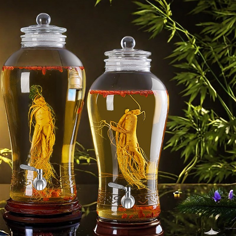 磨砂口泡酒专用玻璃瓶广口密封罐大口径酒瓶罐人参药材酒坛加厚