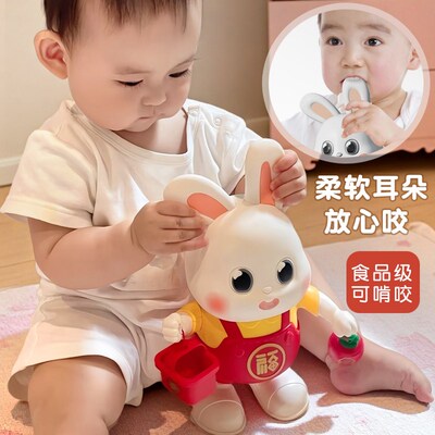 电动小福兔子婴儿玩具会跳舞儿童抬头练习训练宝宝0一1岁新生月龄