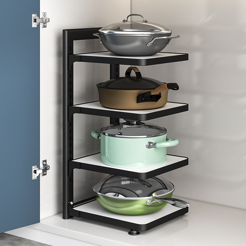 厨房置物架家用多层锅具收纳架子下水槽橱柜内多功能分层架放锅架