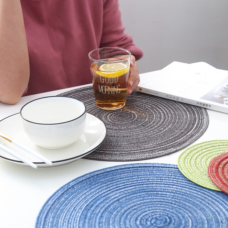 日式手工苎麻餐垫 螺纹圆形加厚餐桌垫隔热垫杯垫碗盘垫 家用餐垫