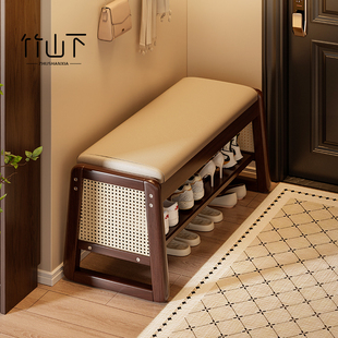 换鞋凳门口家用实木入户新款穿鞋凳进门凳储物箱长条凳子可坐鞋柜