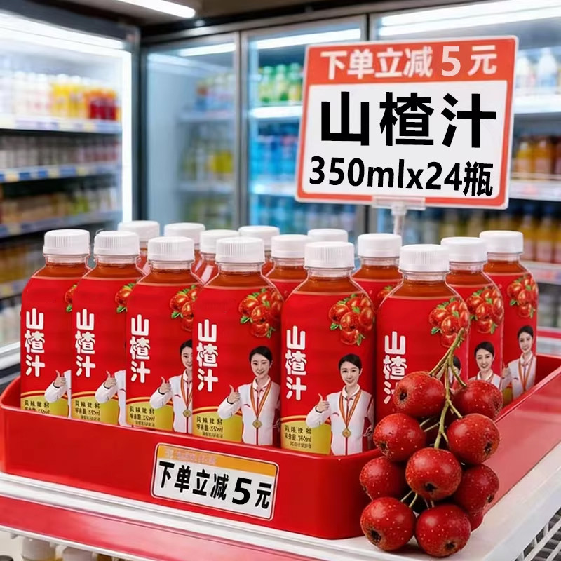 【整箱24瓶】山楂汁饮料350ml*24瓶酸酸甜甜果汁含礼盒装新日期