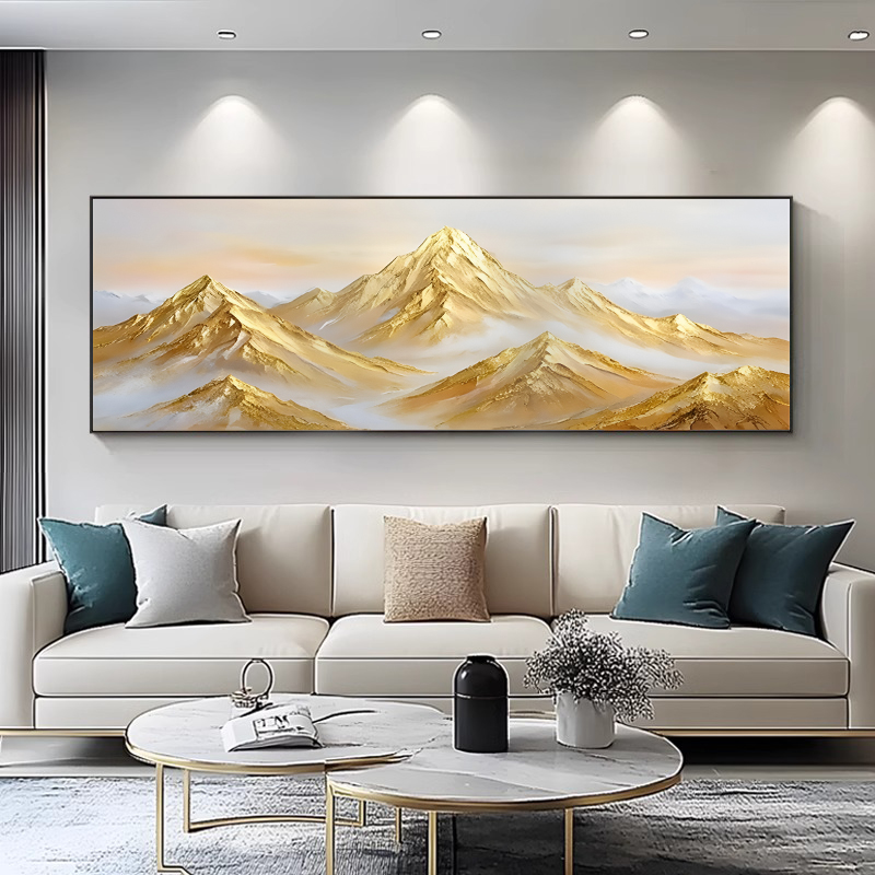 感装饰画客厅挂画高级金箔办公背靠客厅大芬村油画沙发背景墙金山