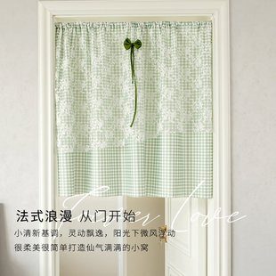 空调布帘门遮挡帘柜子隔断帘 蕾丝纱帘防蚊门帘家用免打孔厨房夏季