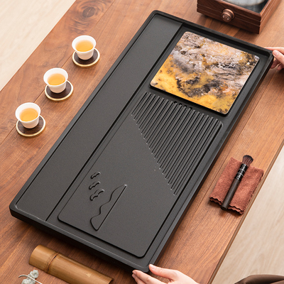 新款天然乌金石奢石茶盘家用托盘