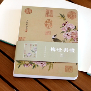 中国风传世名画手账本清代邹一桂宫廷画家碧桃春鸟图精致文艺简约