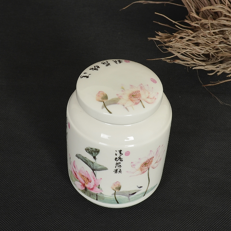 可旋转青花瓷新款膏方罐陶瓷罐蜂蜜瓷包装罐茶叶密封小茶罐瓷瓶