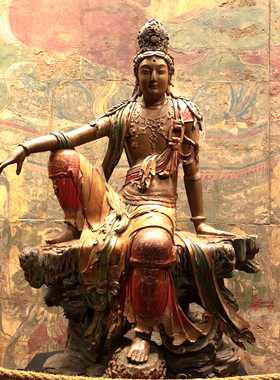 园林景观水月观音雕塑制作户外寺院庙大型艺术佛像博物馆雕像定制