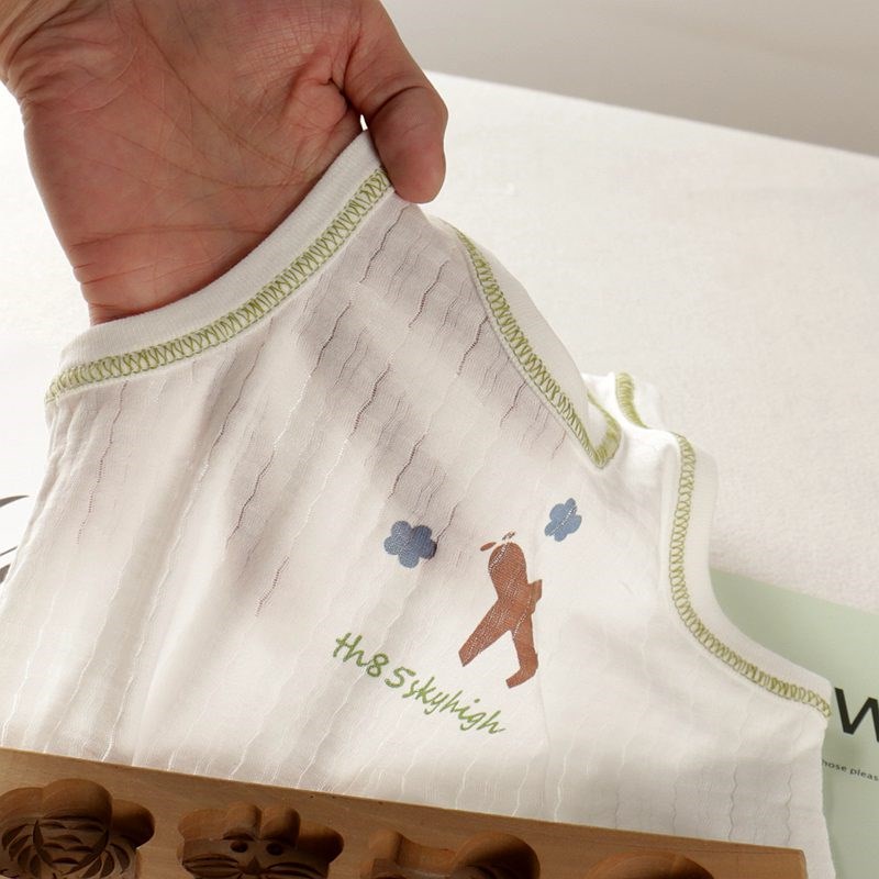 儿童夏装纯棉背心薄款提花网眼透气吸汗弹力无袖T恤宝宝中大童A类