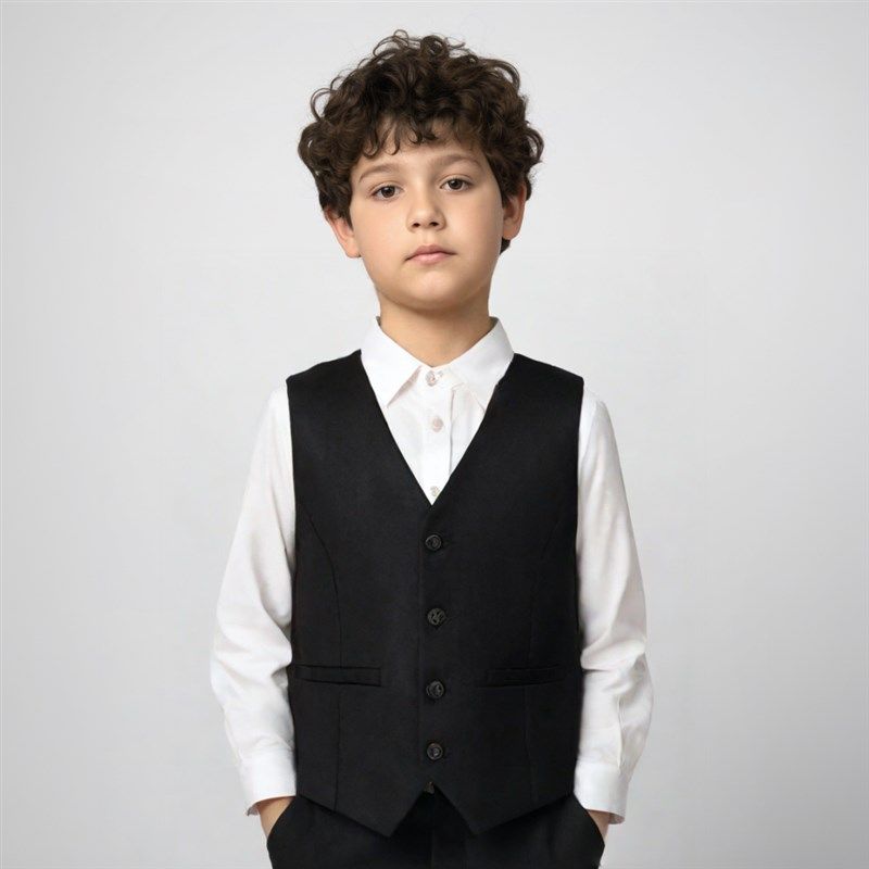 男童黑色西装马甲六一儿童演出服英伦风小男孩小学生灰色校服马夹