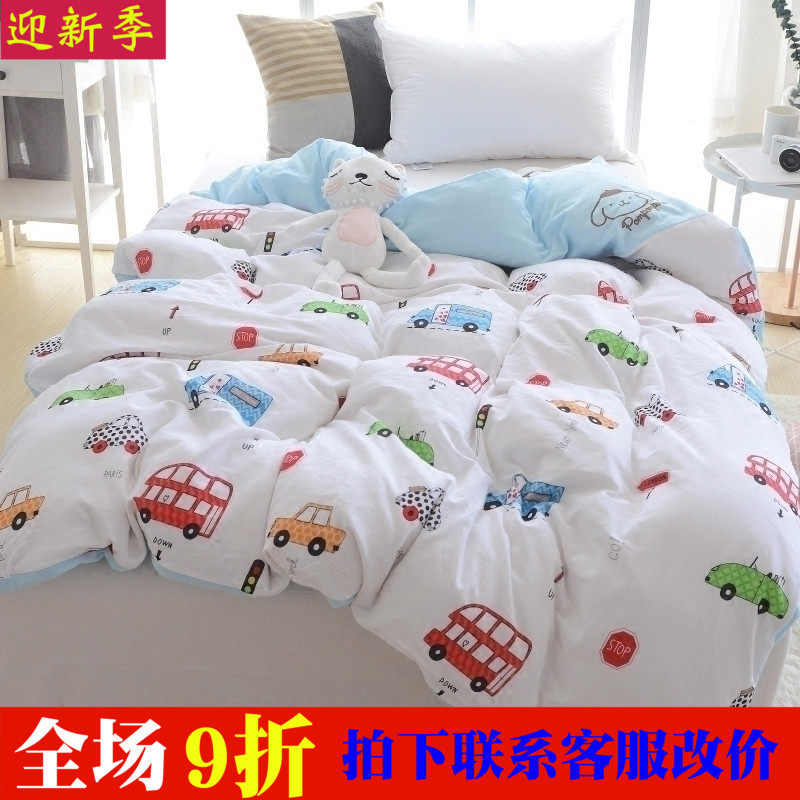 双层纱布婴儿童纯棉被套全棉幼儿园宝宝被罩新疆棉花被芯1.2m1.5m