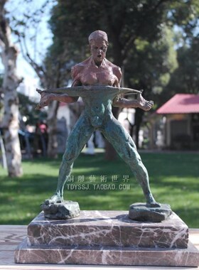 力争自由铜雕塑艺术品力与美健美客厅书房玄关柜陈列架健身房摆件