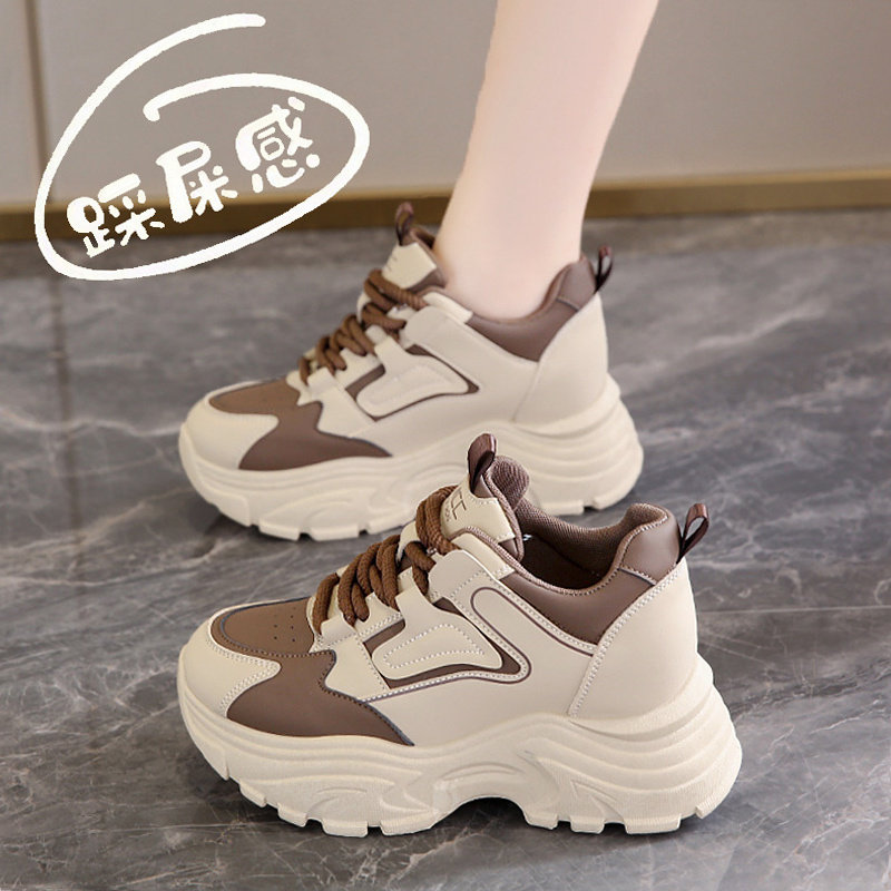 踩屎感厚底老爹鞋女款增高7CM百搭休闲鞋轻便透气运动鞋34码女鞋