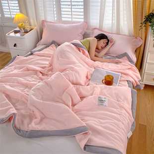简约纯色夏季 水洗棉包边夏被夏凉被空调被单双人可水洗可裸睡 新款