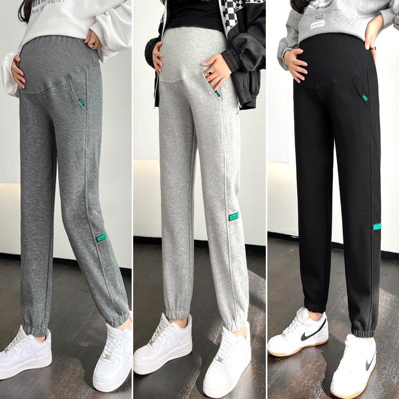 孕妇裤子春秋季外穿小个子女新款运动休闲束脚卫裤大码宽松秋冬装