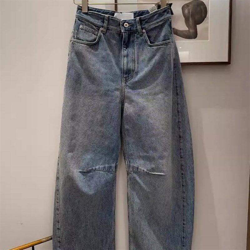 2025新款夏季女高腰显瘦直筒阔腿裤宽松休闲百搭牛仔长裤子