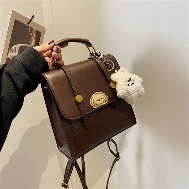 韩系覆古双肩包小众休闲百搭大学生上课通勤学院风大容量手提背包