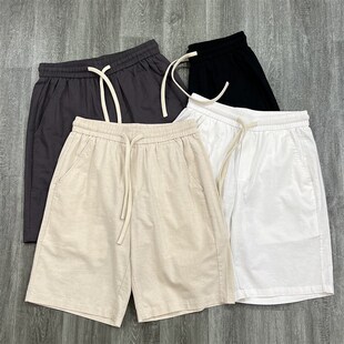 国潮覆古棉麻短裤薄款男士夏季款宽松休闲 中裤柔软舒适五分