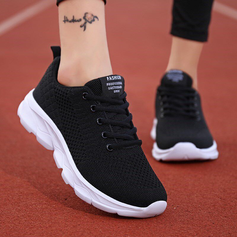 女鞋2023新款春季网面透气网鞋女百搭轻便跑步妈妈休闲运动旅游鞋