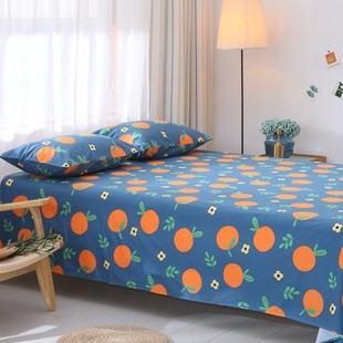 一个橙 卡通水果纯棉床单单件加厚斜纹全棉布1.21.51.82.0m床秋冬