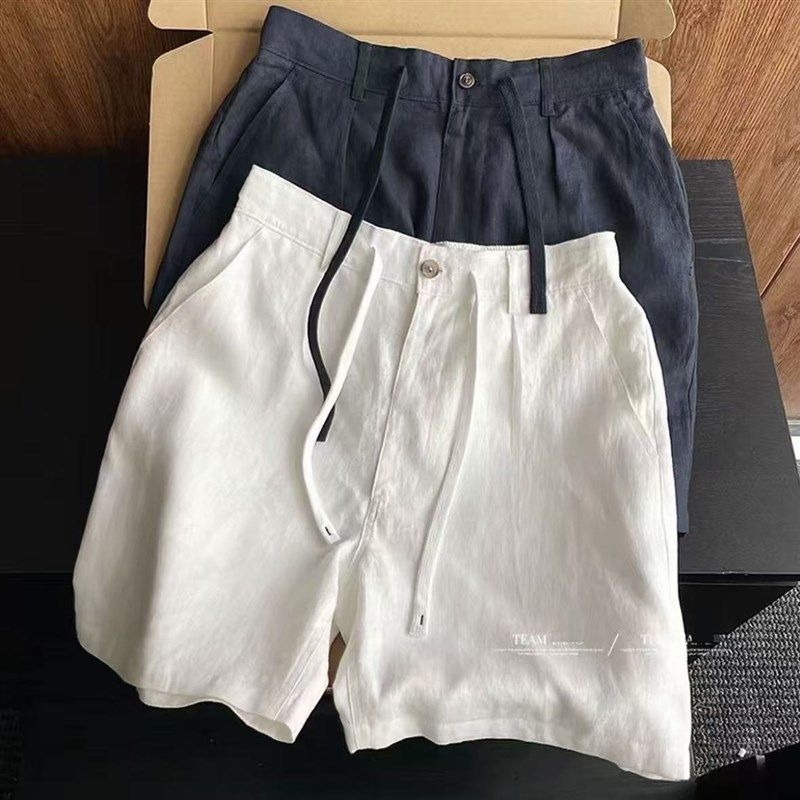 2025亚麻休闲男装短裤男士新款夏季薄款潮流宽松五分裤老钱风,男装,短裤,淘宝优惠券,粉丝福利购,淘宝优惠卷