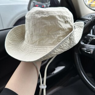 美式大帽檐速干渔夫帽男女户外登山帽遮阳防晒帽显脸小大头围帽子