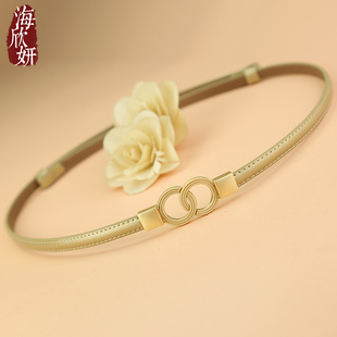 腰带女真皮简约百搭韩国金色牛皮小皮带细装饰配连衣裙子时尚腰链