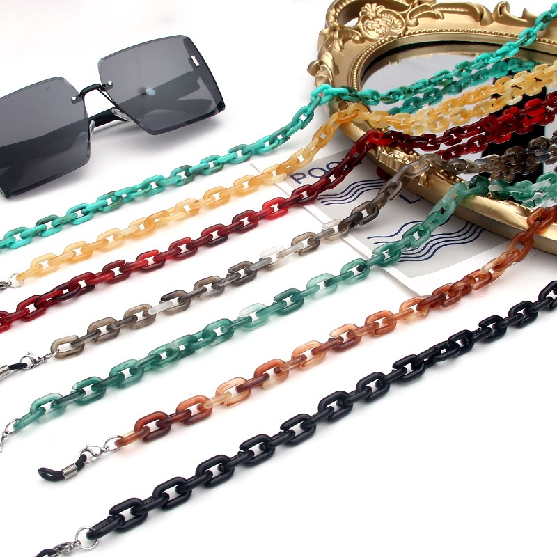 双色手工环扣亚克力眼镜链挂脖女男diy挂绳口罩链子耳机链条9mm宽