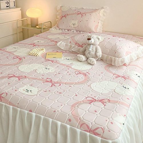 韩系床裙乳胶凉席夏被四件套夏季冰丝席三件套机洗宿舍空调席