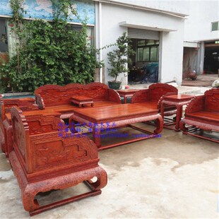 宫廷沙发白酸枝木奥氏黄檀木远山红木家具沙发定制11件配套中式