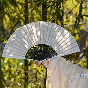 白色折扇铝合金边金属折扇男女中国风古典折叠扇子舞蹈扇汉服随身