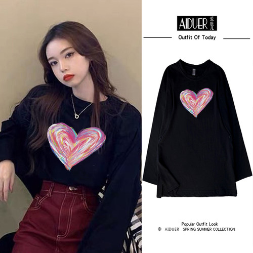 黑色纯棉女春季哺乳衣期外出辣妈春秋款上衣服薄款打底衫外穿春装