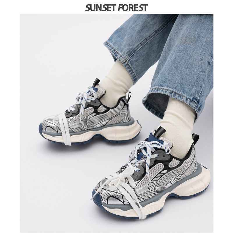 落日森林网红老爹鞋女超火显脚小2023秋冬新款厚底增高休闲运动鞋