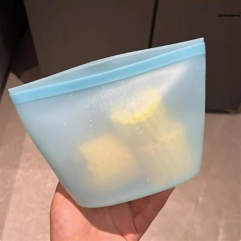 硅胶保鲜袋带封口食品级多功能家用防尘水果蔬菜牛奶密封储存厂家