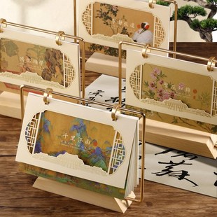 定制2025年高档商务木质台历蛇年国潮风镂空铁艺书写记事本台历