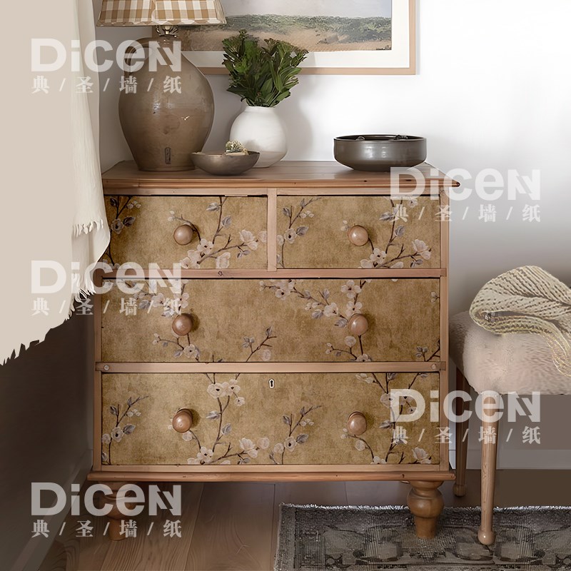 柜门贴纸自粘3D立体衣柜玻璃门美式田园复古怀旧装饰加厚改色贴膜