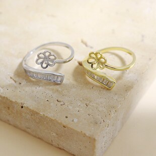 珍珠配件空托925银戒指女轻奢小众设计开口指环银饰品现货