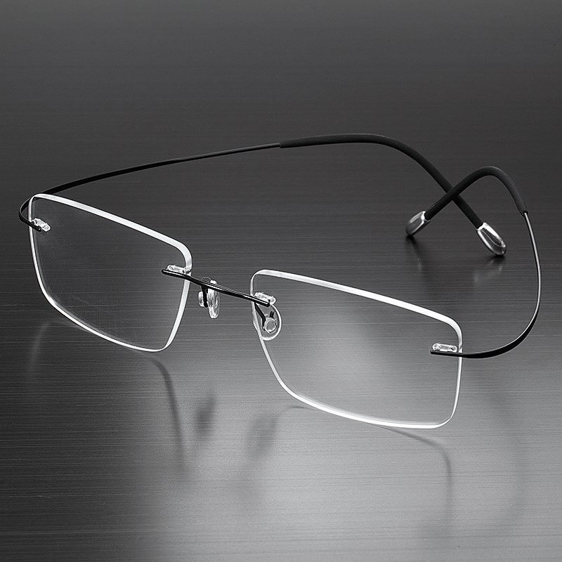 无框眼镜架男女 纯钛超轻无螺丝金丝细边无框近视眼镜 可配配成品