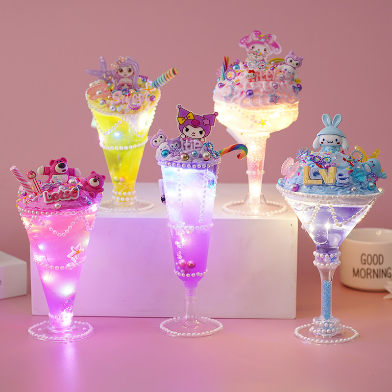 儿童diy冰激凌水晶杯材料包 创意奶油胶冰淇淋甜品杯女孩手工玩具
