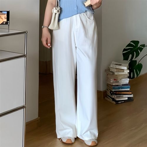 微胖的喵喵 大尺码女装mm夏季时尚宽松显瘦高腰阔腿白色牛仔裤 61