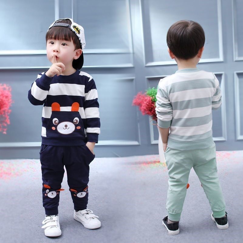 婴幼儿春秋装纯棉新款男童装2-3岁0-1岁半男宝宝套装卫衣外套款潮