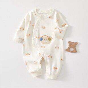 新生婴儿连体衣春秋冬季打底a类纯棉男女宝宝外出服衣服哈衣爬服