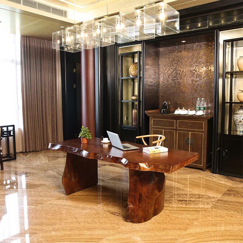 自然边整块实木大板桌面板原木板材餐桌大班桌台定制大板茶桌板台