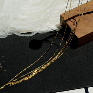 包邮925纯银镀香槟金18K黄金百搭裸链闪亮极细简约锁骨链项链配件