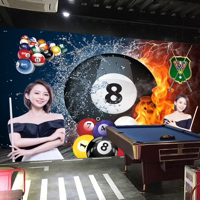 网红台球厅墙面装饰画桌球贴纸台球室背景墙贴画创意海报自粘壁画