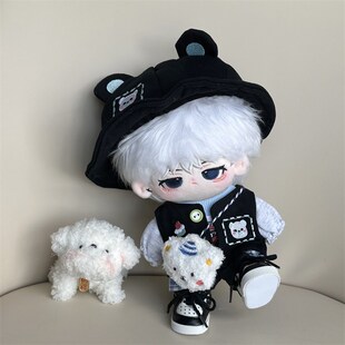 男款娃衣20cm棉花娃娃衣服黑色马甲T恤熊耳遮阳帽子公仔玩具换装